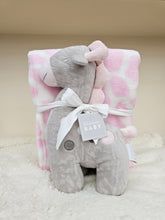 Load image into Gallery viewer, Baby Blanket and Giraffe Stuffy for a boy or Girl
